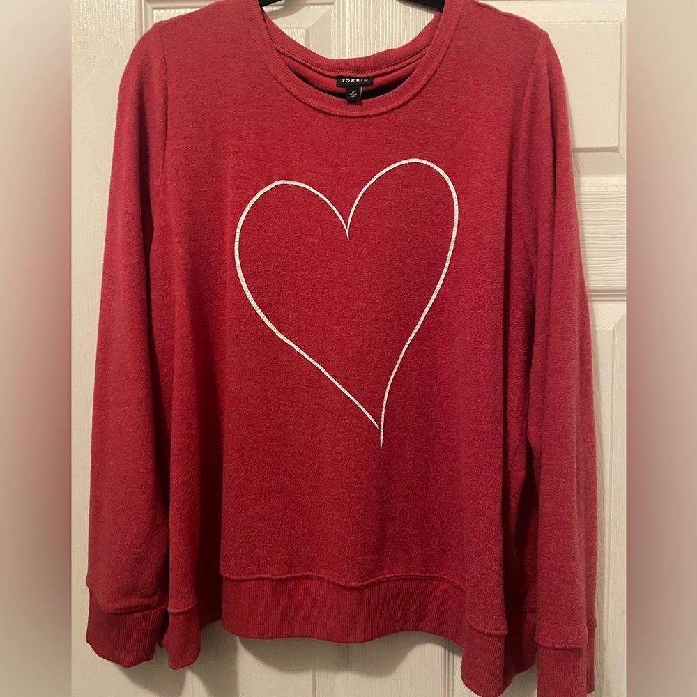 Red Heart Brushed Pullover Sweatshirt
